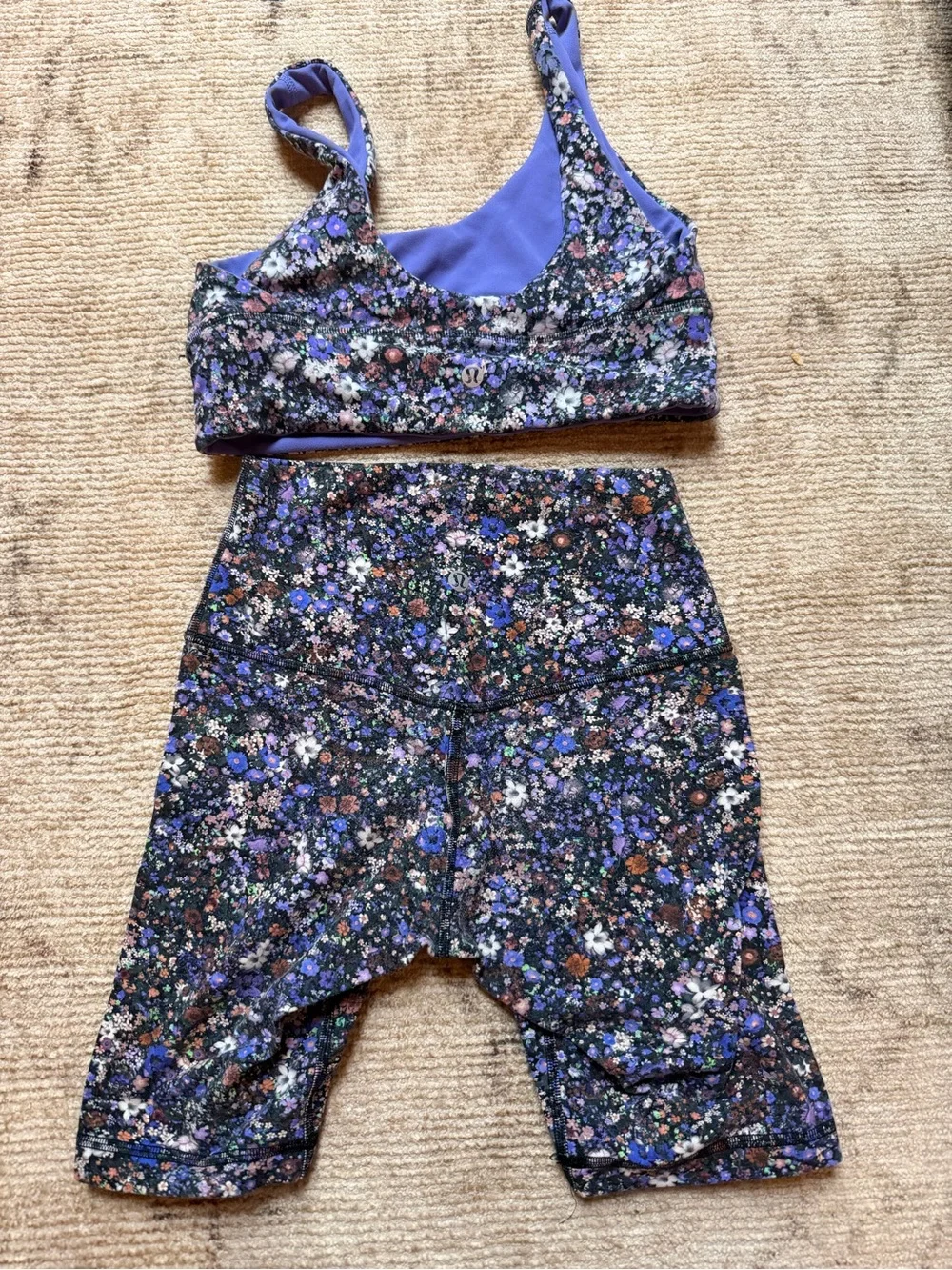 lululemon athletica Purple Floral Scoop Neck Sports Bra Tank